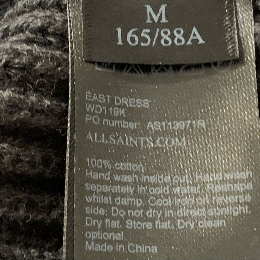 NEW AllSaints East Knit Cotton Ribbed Belted Midi Dress Gray Charcoal Size M - Picture 10 of 14